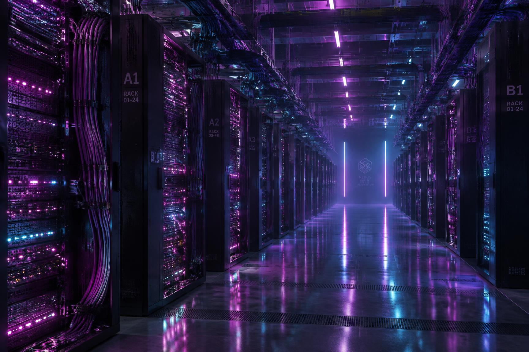 Data center révélé : baies de serveurs, racks de calcul et câblage haute densité
